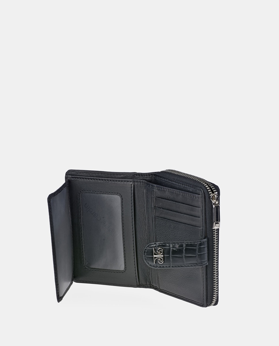 Monedero billetero mediano mujer en simil piel color - Pierre Cardin - Negro Negro-2