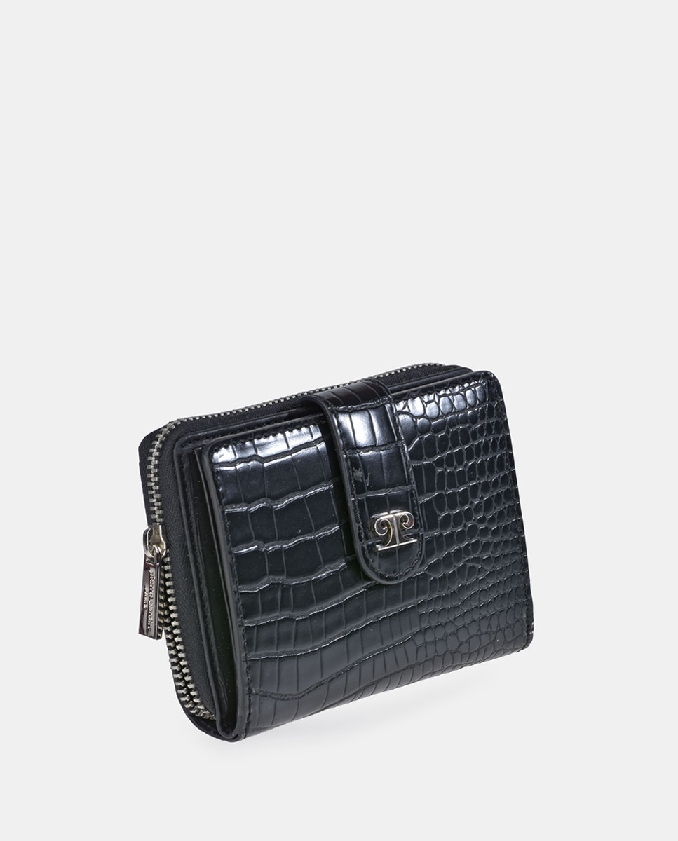Monedero billetero mediano mujer en simil piel color - Pierre Cardin - Negro Negro-5