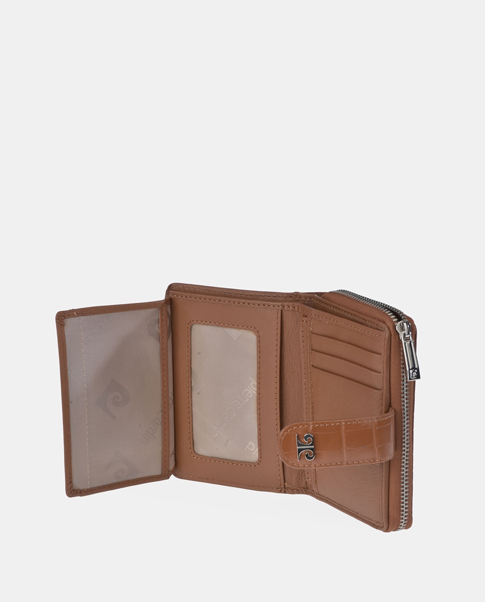 Monedero billetero mediano mujer en simil piel color negro - Pierre Cardin - Marrón claro Marrón claro-2
