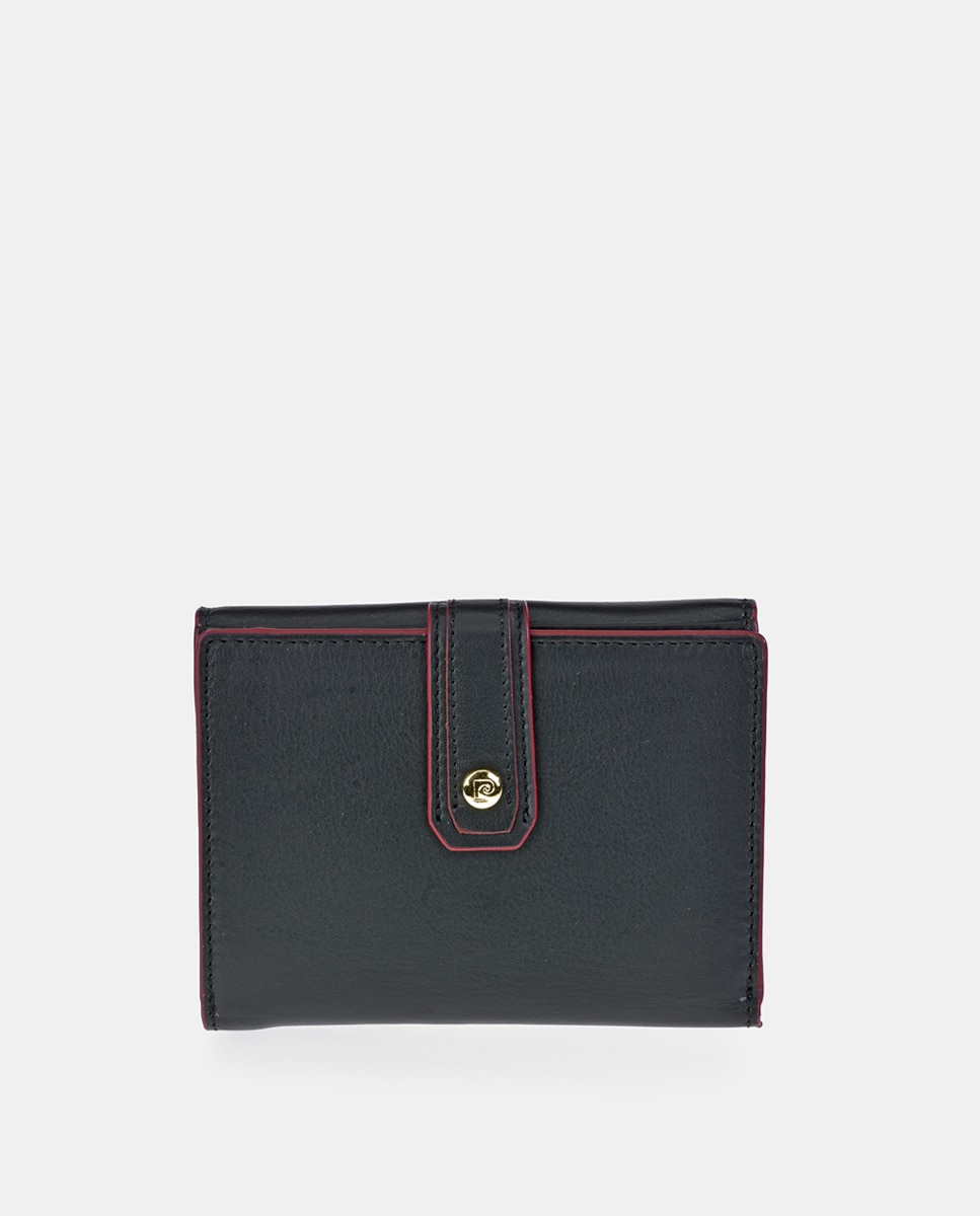 Porta-Moedas em Pele com Secção para Notas - Preto Preto-1
