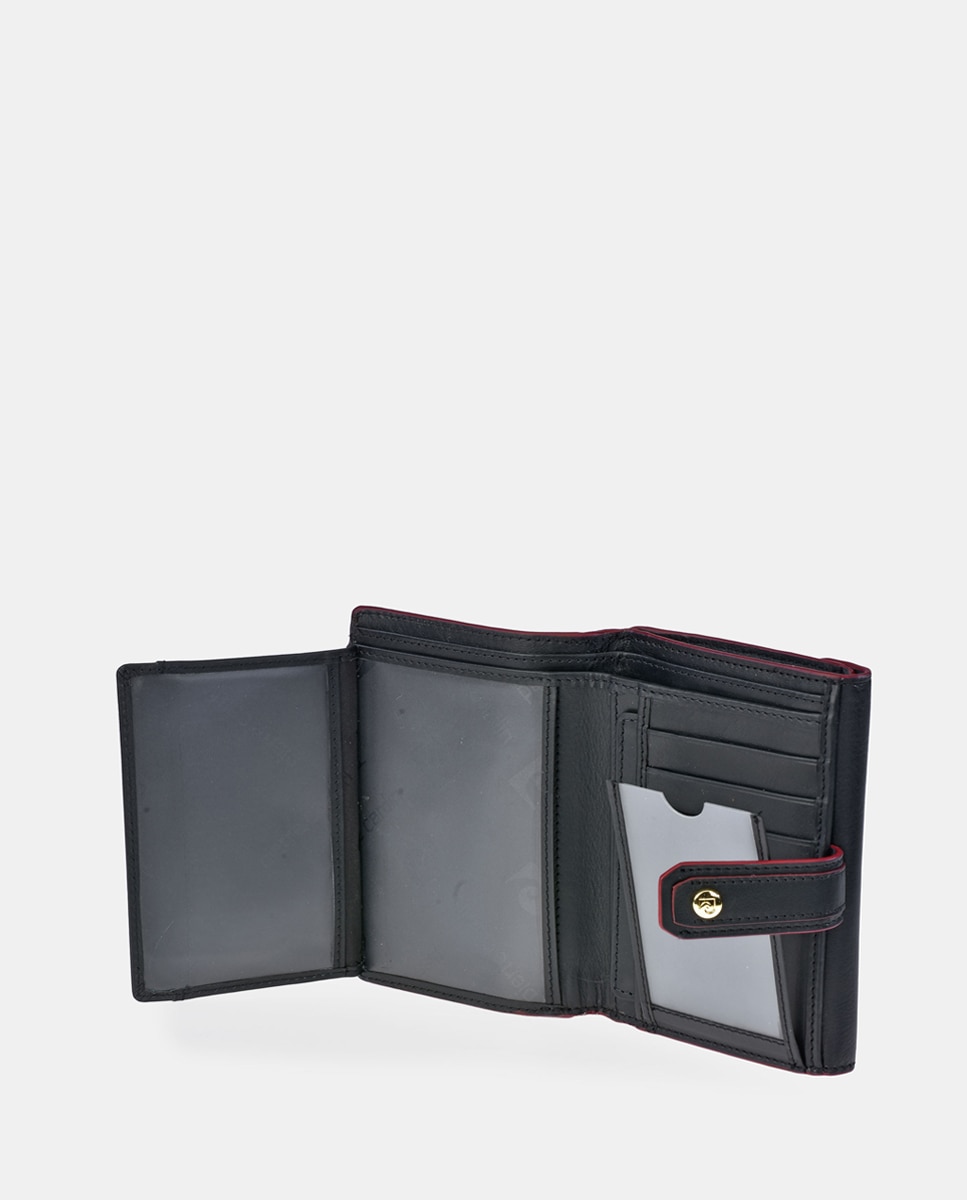 Porta-Moedas em Pele com Secção para Notas - Preto Preto-2