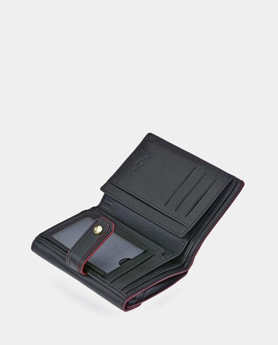 Porta-Moedas em Pele com Secção para Notas - Preto Preto-3