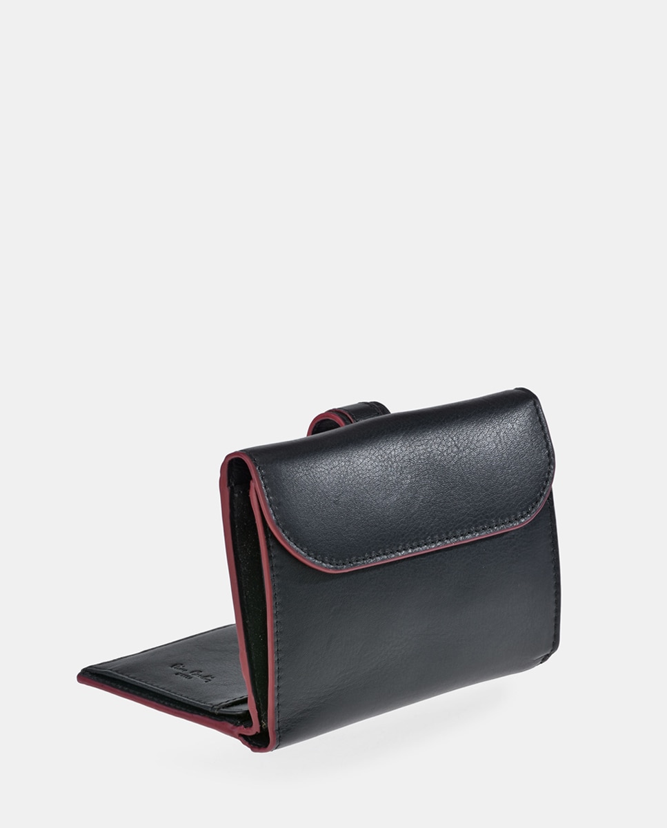 Porta-Moedas em Pele com Secção para Notas - Preto Preto-4