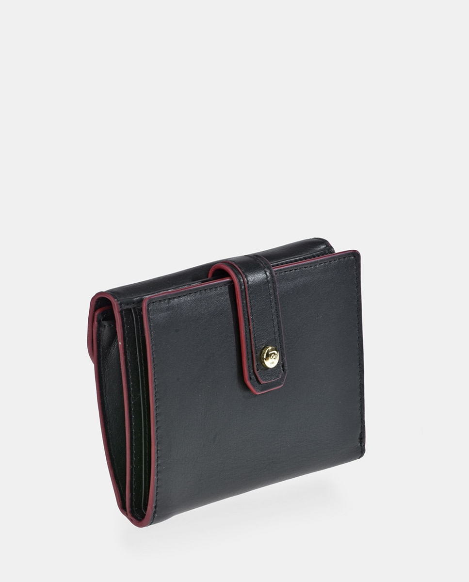 Porta-Moedas em Pele com Secção para Notas - Preto Preto-5
