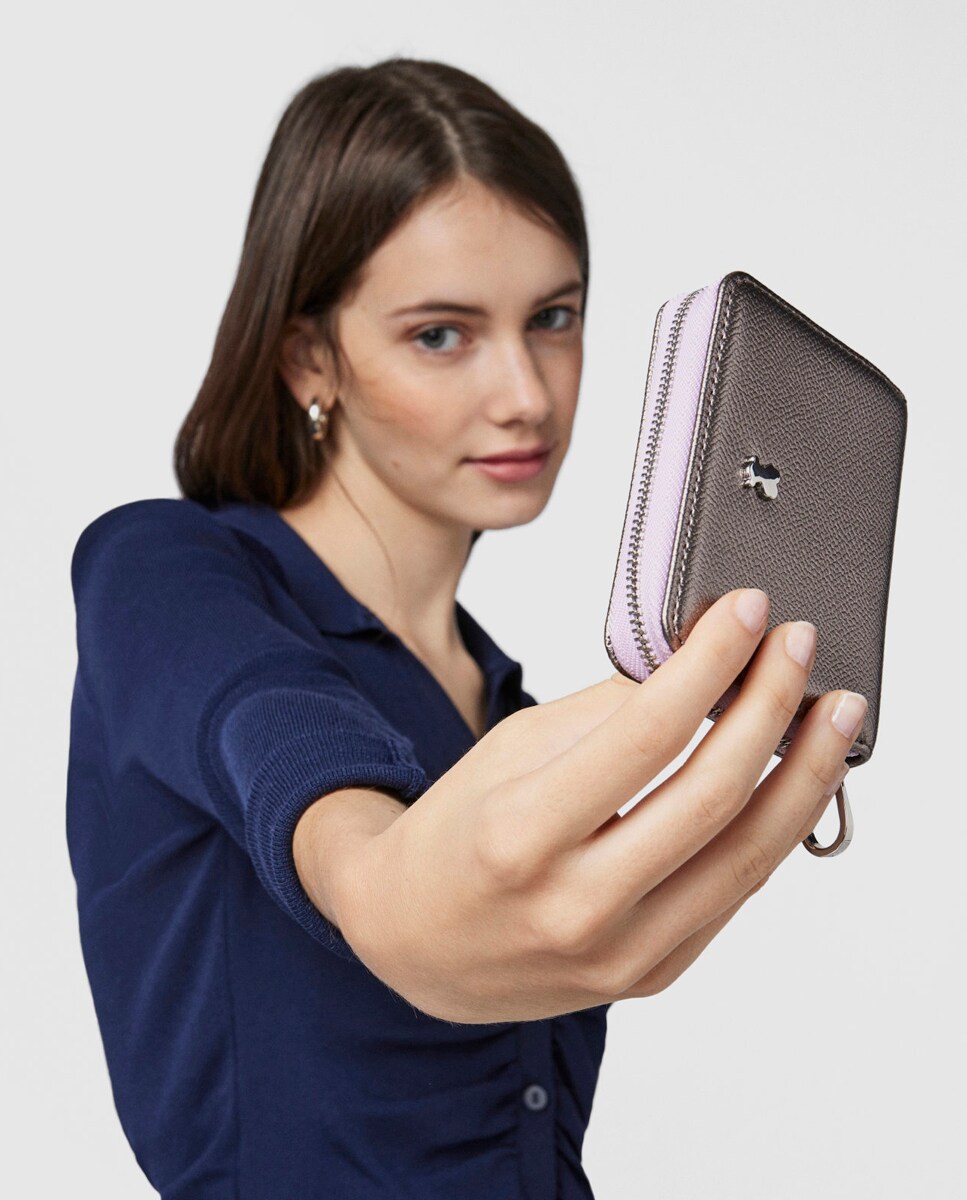 Porta-Moedas com Fecho de Correr - Prateado Prata-2