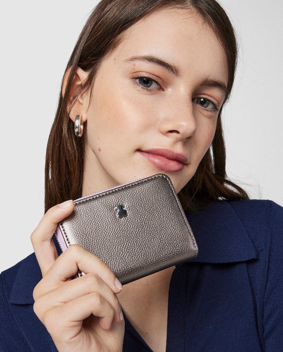 Porta-Moedas com Fecho de Correr - Prateado Prata-3