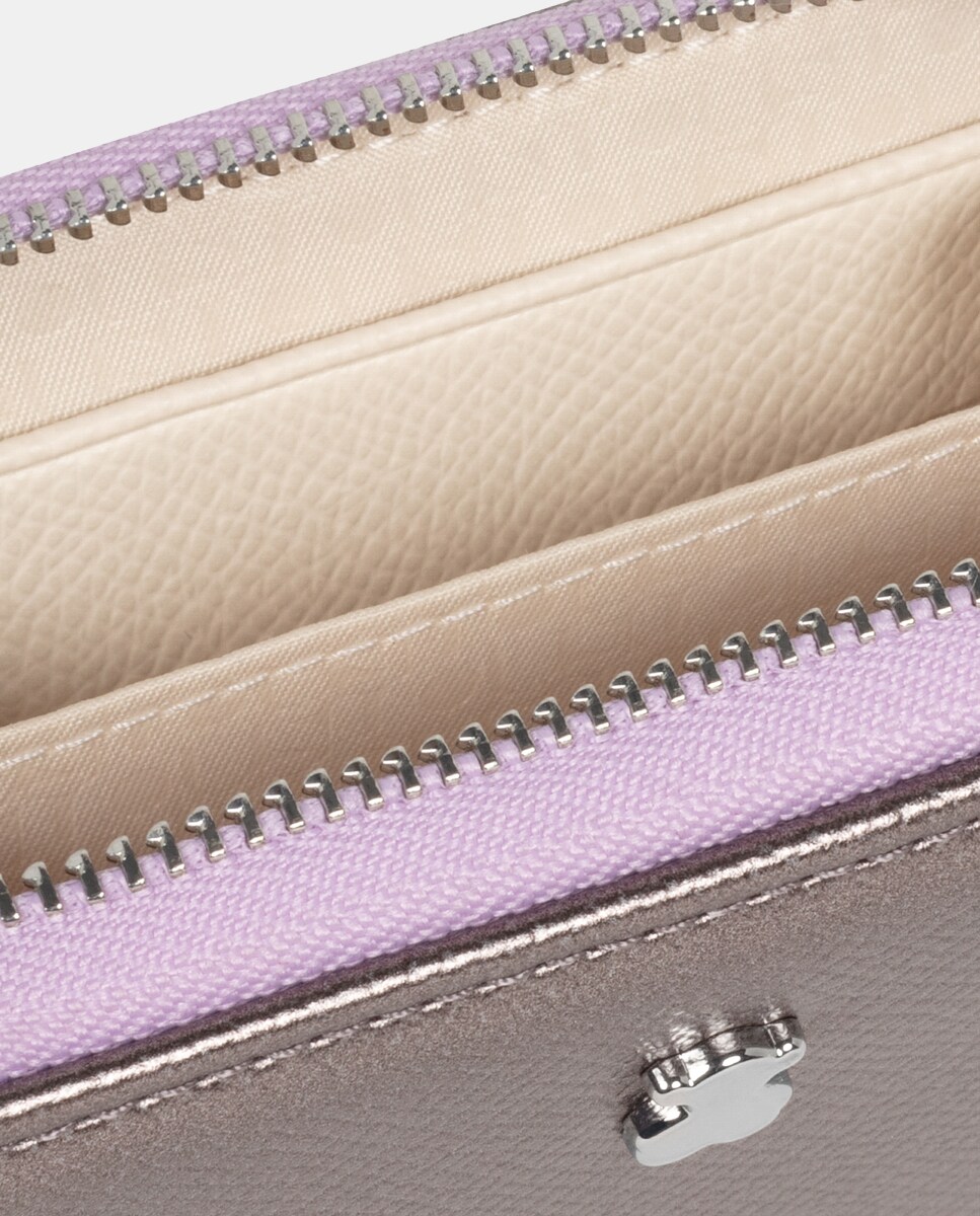 Porta-Moedas com Fecho de Correr - Prateado Prata-5