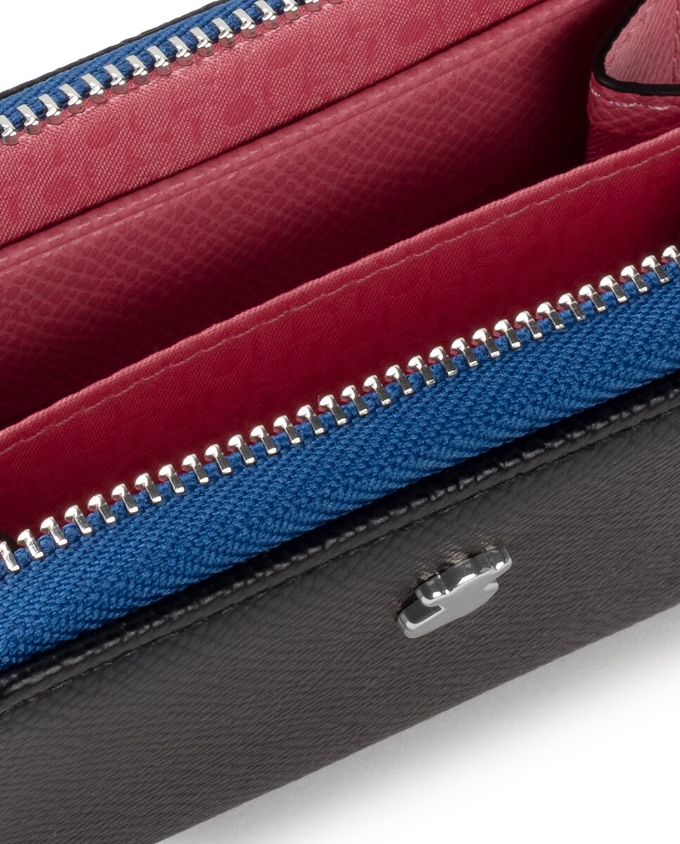 Porta-Moedas New Dubai Saffiano com Fecho de Correr - Preto Preto-5