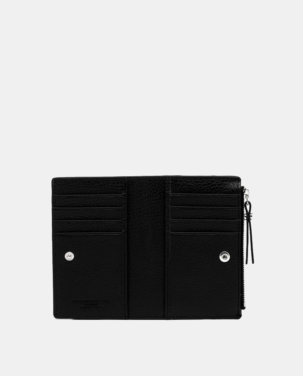 Porta-Moedas Confecionado em Pele Granulada Preto-4