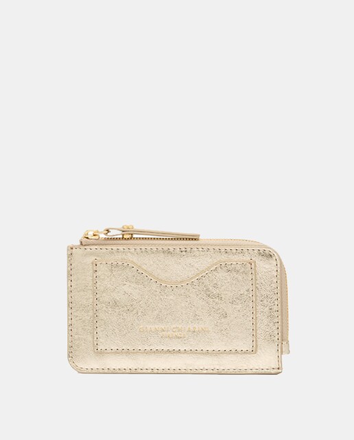 Imagem 0 de Porta-Moedas Prático e Sofisticado em Pele Laminada - Platina Várias Ranhuras e Compartimentos