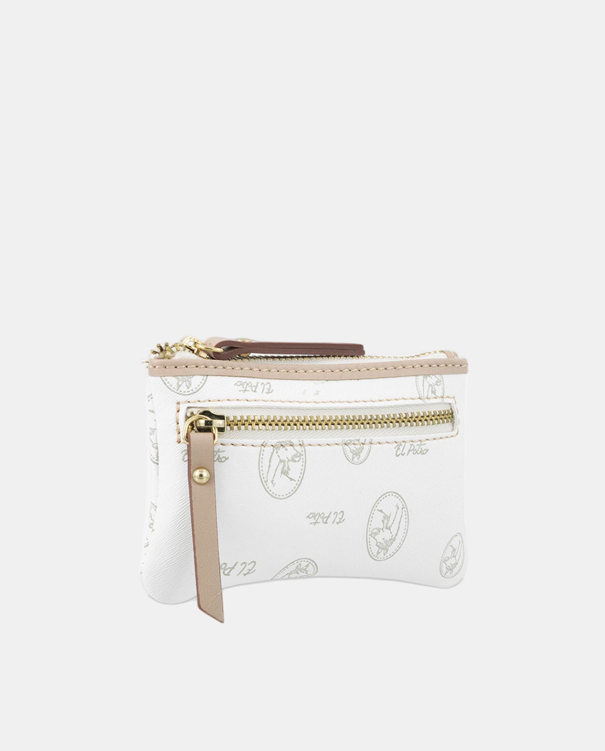 Porta-Moedas com Porta-Cartões em Lona e Pele - Castanho Branco-2