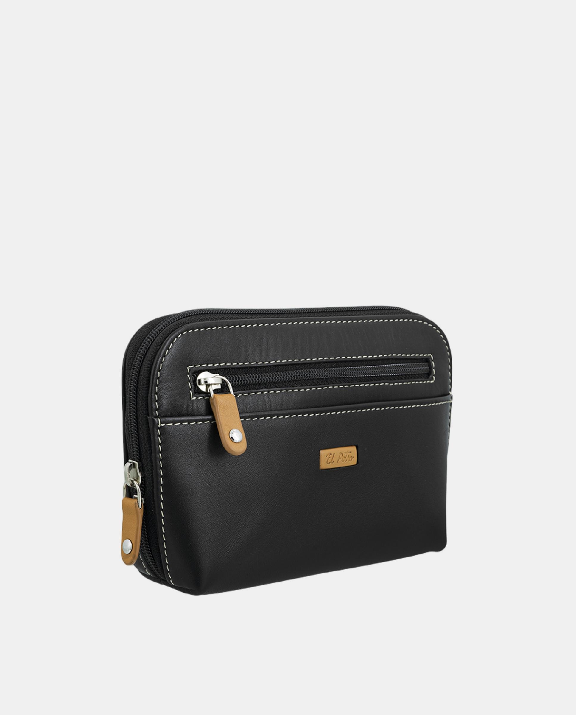 Porta-Moedas de Mão Fabricado em Pele Bovina Preto-2
