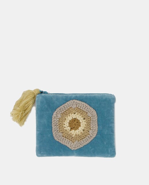 Imagem 0 de Mala Pouch de Veludo com Patch de Crochet