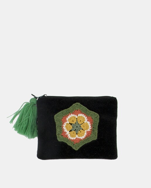 Imagem 0 de Mala Pouch de Veludo com Patch de Crochet