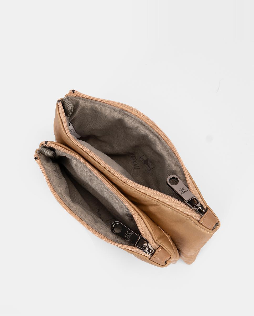 Porta-Moedas com Fecho de Correr Castanho-claro-4