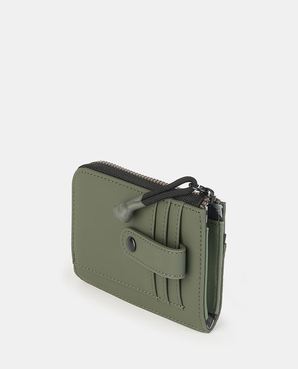 Porta-Moedas/Porta-Cartões com Fecho de Correr Caqui-2