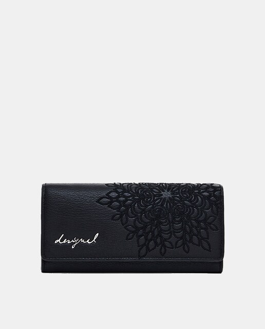 Imagem 0 de Porta-Moedas Médio com Efeito de Pele e Bordados