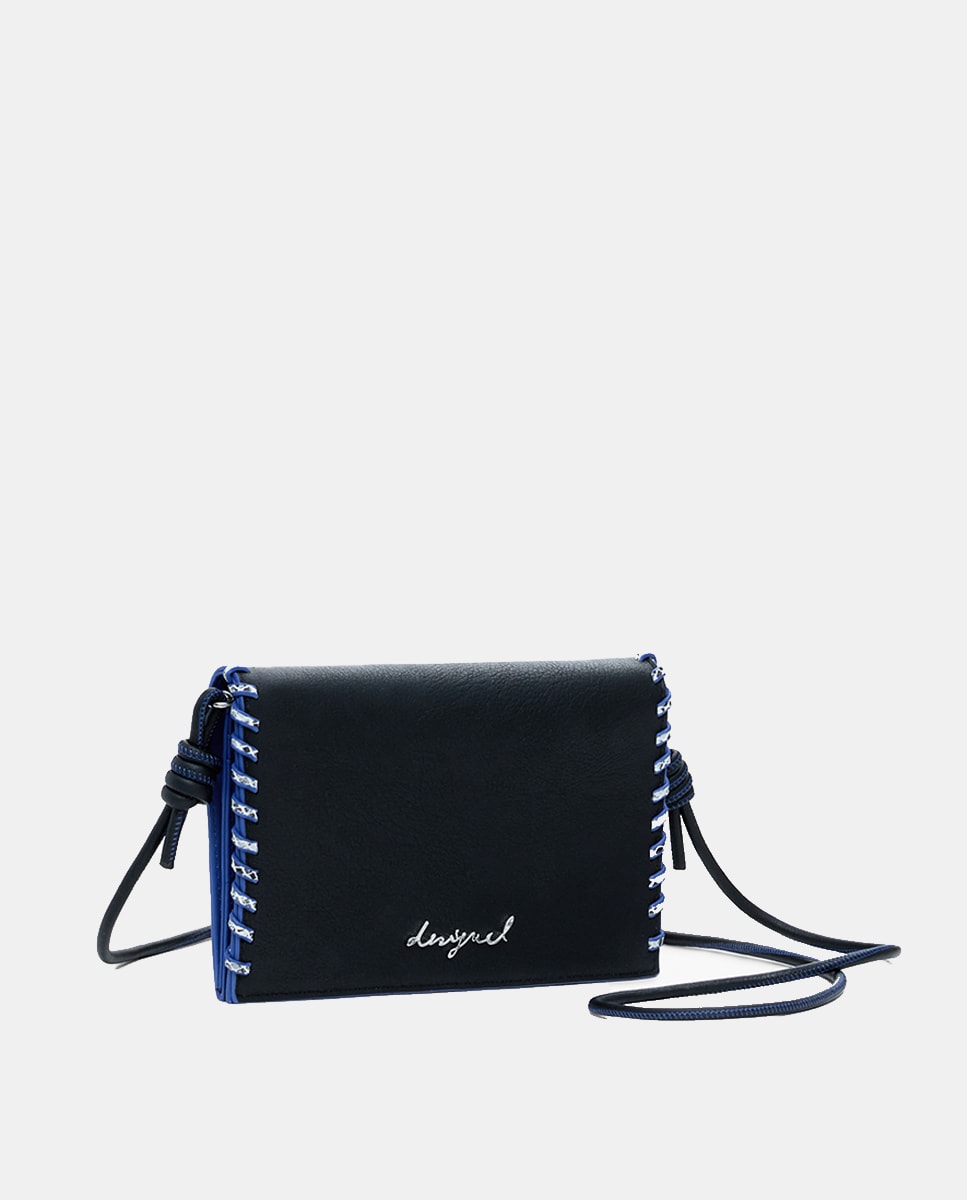 Porta-Moedas 2 em 1 Médio com Costuras Preto-4