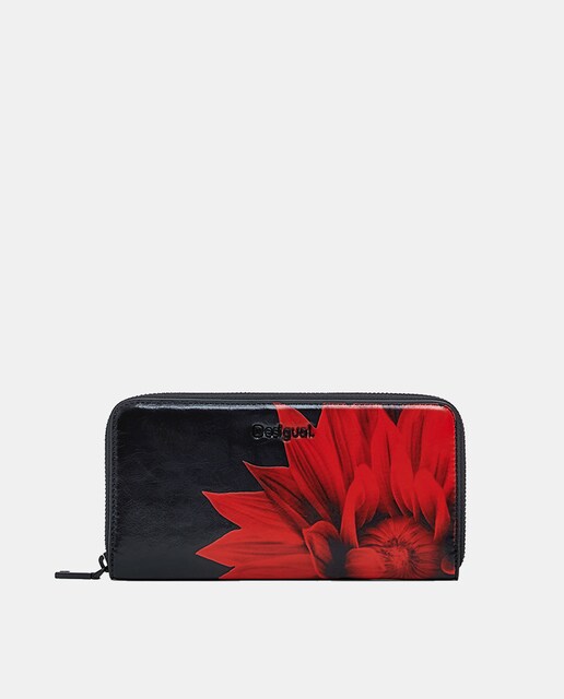 Imagem 0 de Porta-Moedas Grande com Efeito de Pele e Estampado Floral