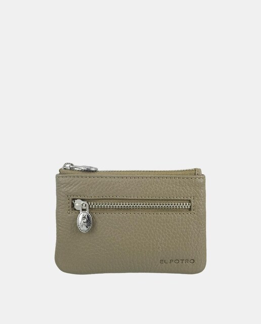 Imagem 0 de Porta-Moedas Duplo com Porta-Chaves Interior Fabricado em Pele Bovina e Lona