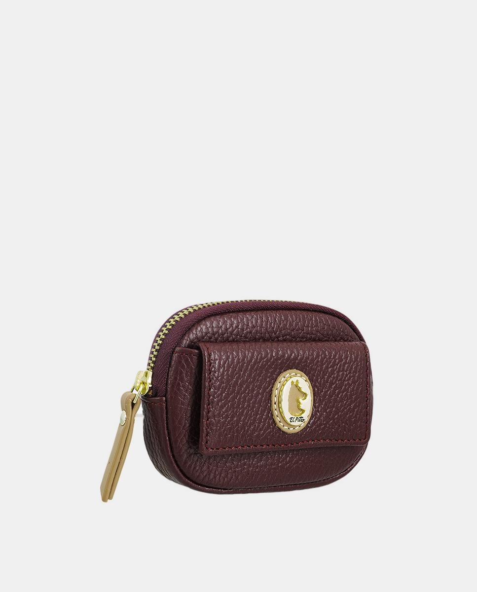 Monedero redondo con tarjetero exterior - El Potro - Camel Burdeos-2