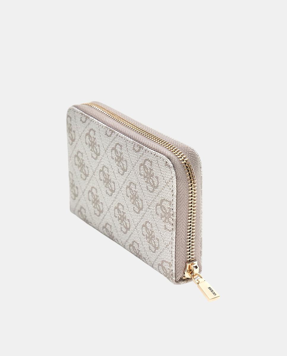 Carteira com Fecho de Correr Duplo e Botão Branco-3