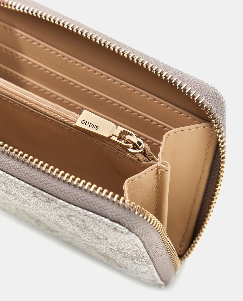 Carteira com Fecho de Correr Duplo e Botão Branco-4