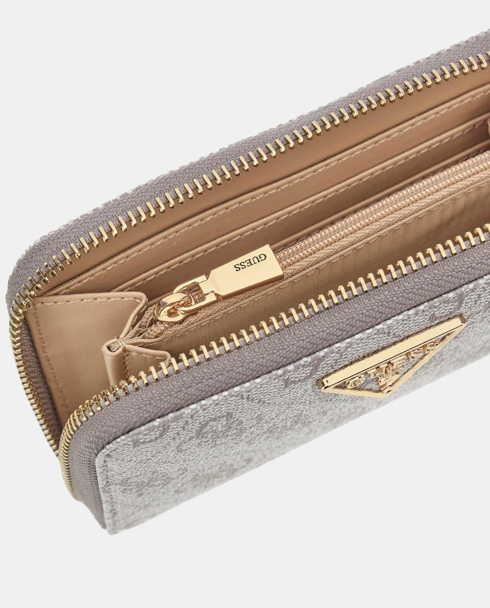 Carteira com Fecho de Correr Duplo e Botão Branco-5