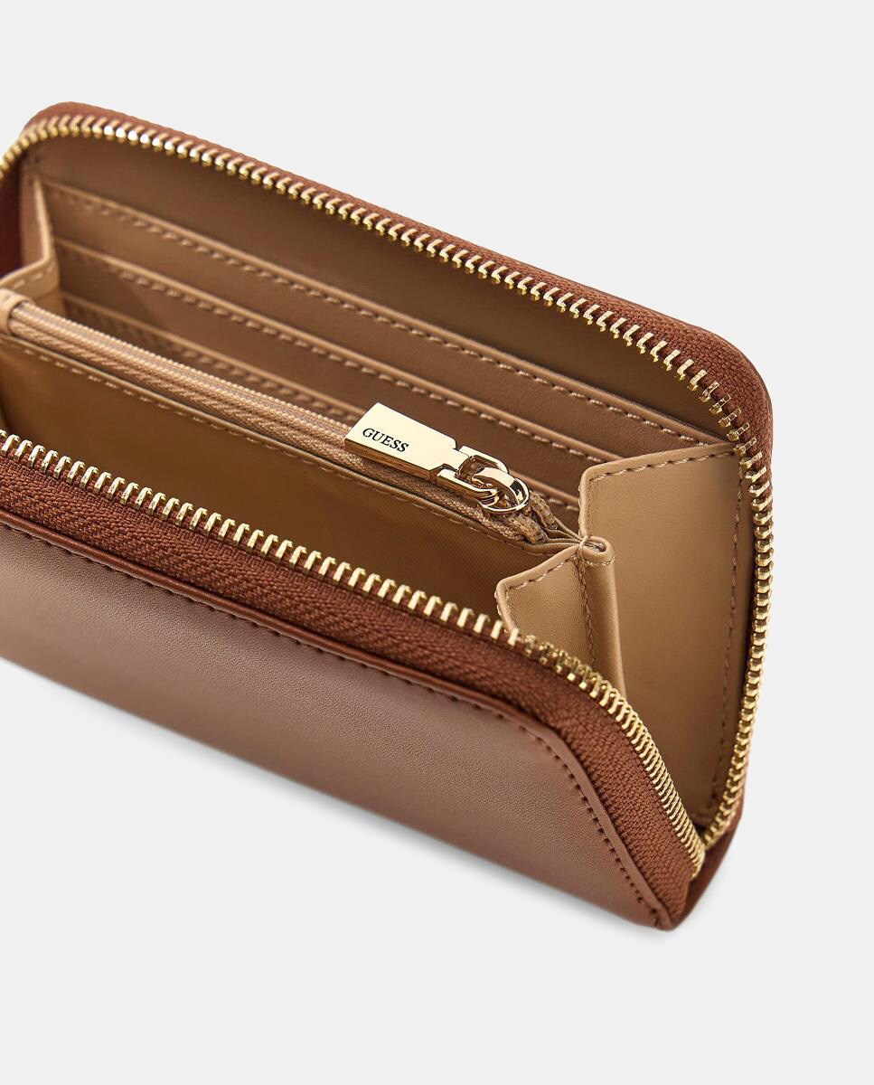 Carteira com Fecho de Correr Duplo e Botão Castanho-4