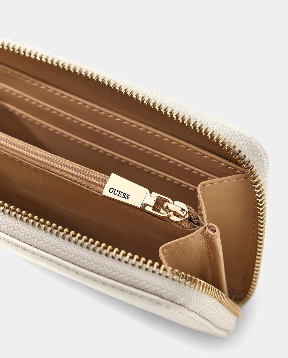 Carteira com Fecho de Correr Duplo e Botão Branco-4