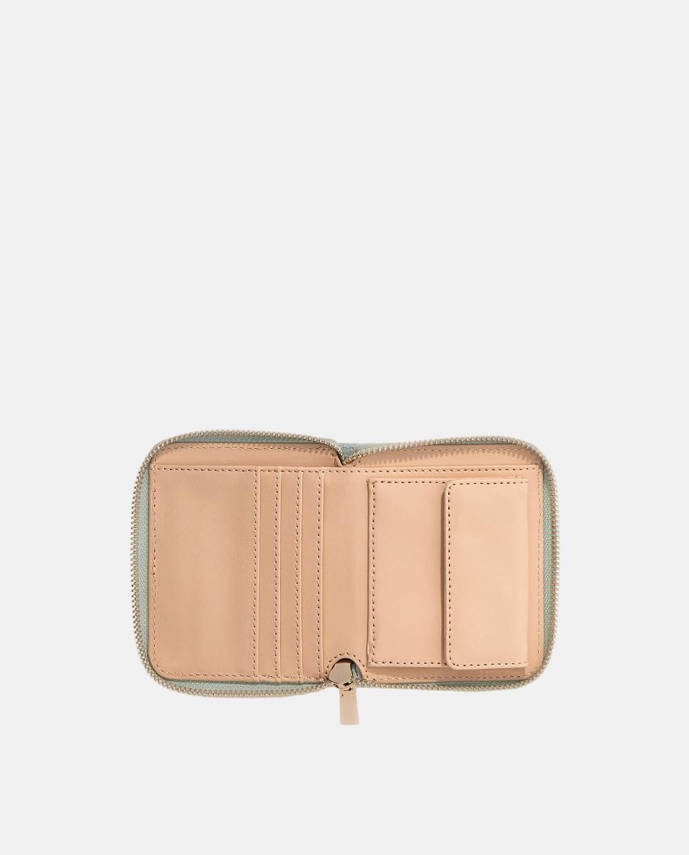 Carteira Média com Fecho de Correr Azul-claro-3