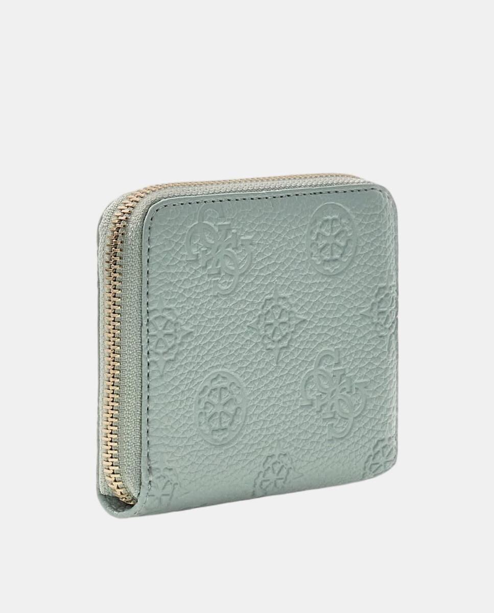 Carteira Média com Fecho de Correr Azul-claro-4