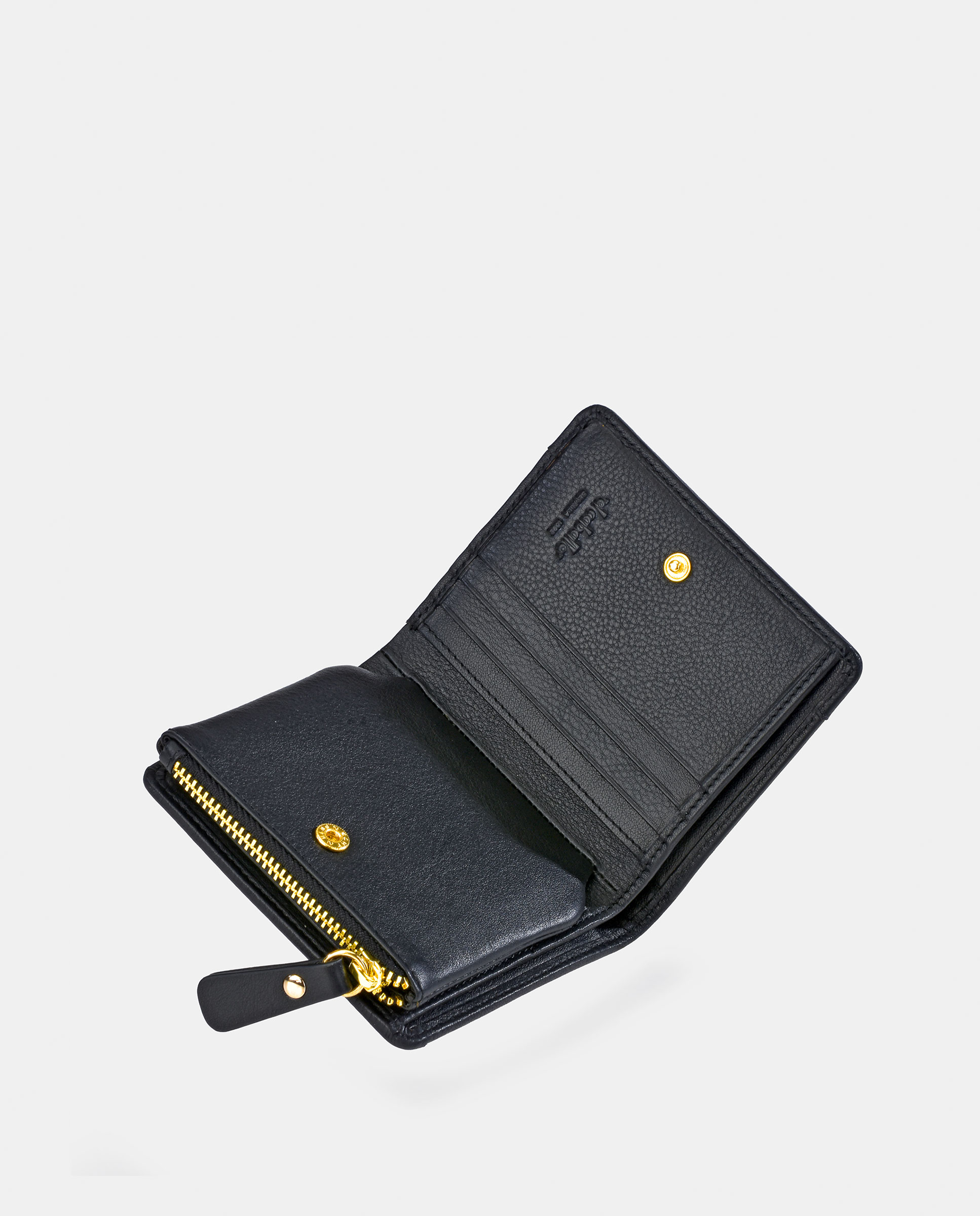 Porta-Moedas Compacto em Vaqueta e Lona com Secção para Notas - Cor de Tijolo Verde-escuro-4