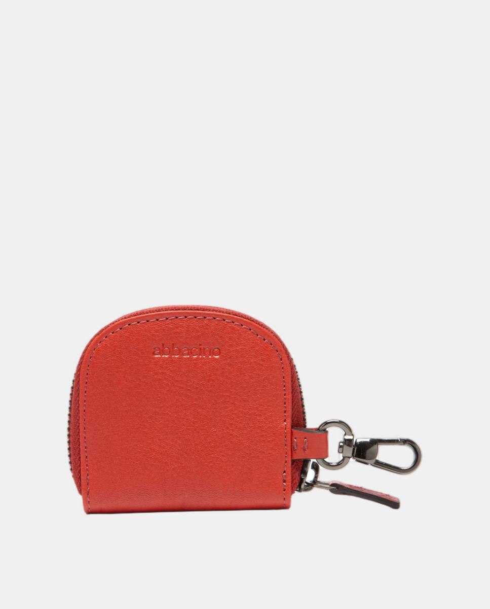 Monedero en piel circular con pespunte - Abbacino - Rojo Rojo-3