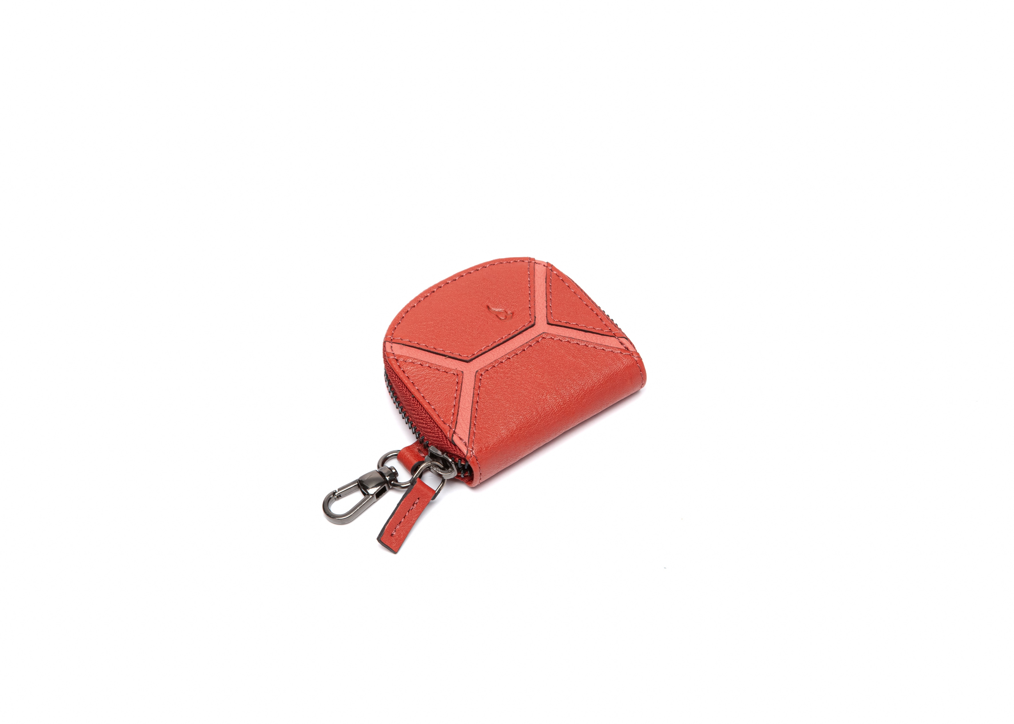 Monedero en piel circular con pespunte - Abbacino - Rojo Rojo-4