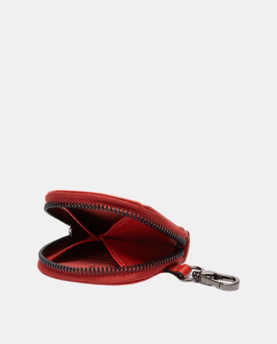 Monedero en piel circular con pespunte - Abbacino - Rojo Rojo-5