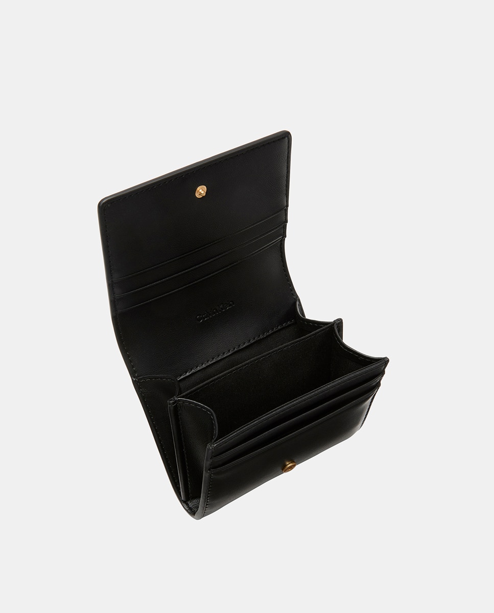 Carteira com Fecho de Aba e Logótipo CK Preto-3