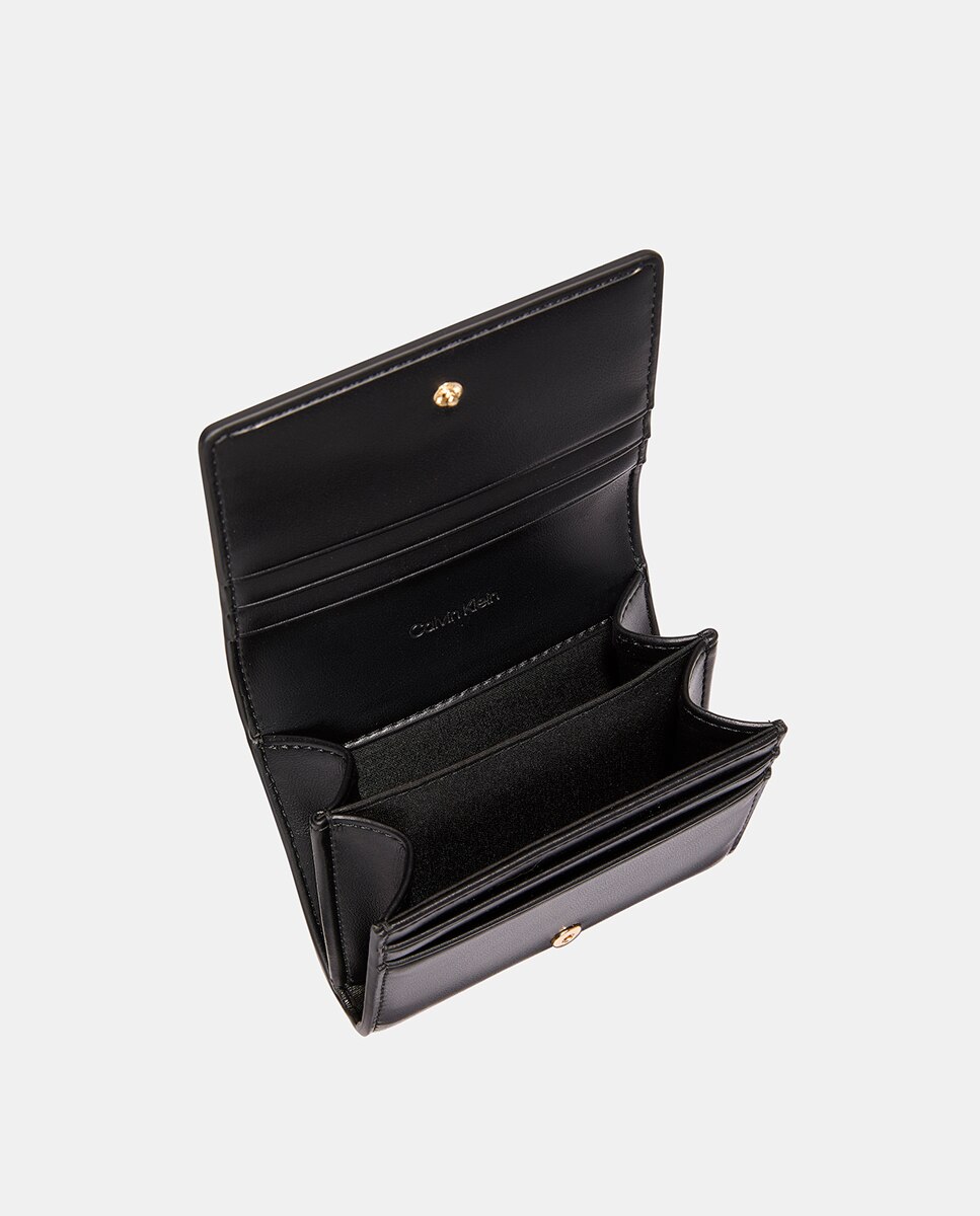 Carteira com Fecho de Aba e Logótipo CK Preto-4