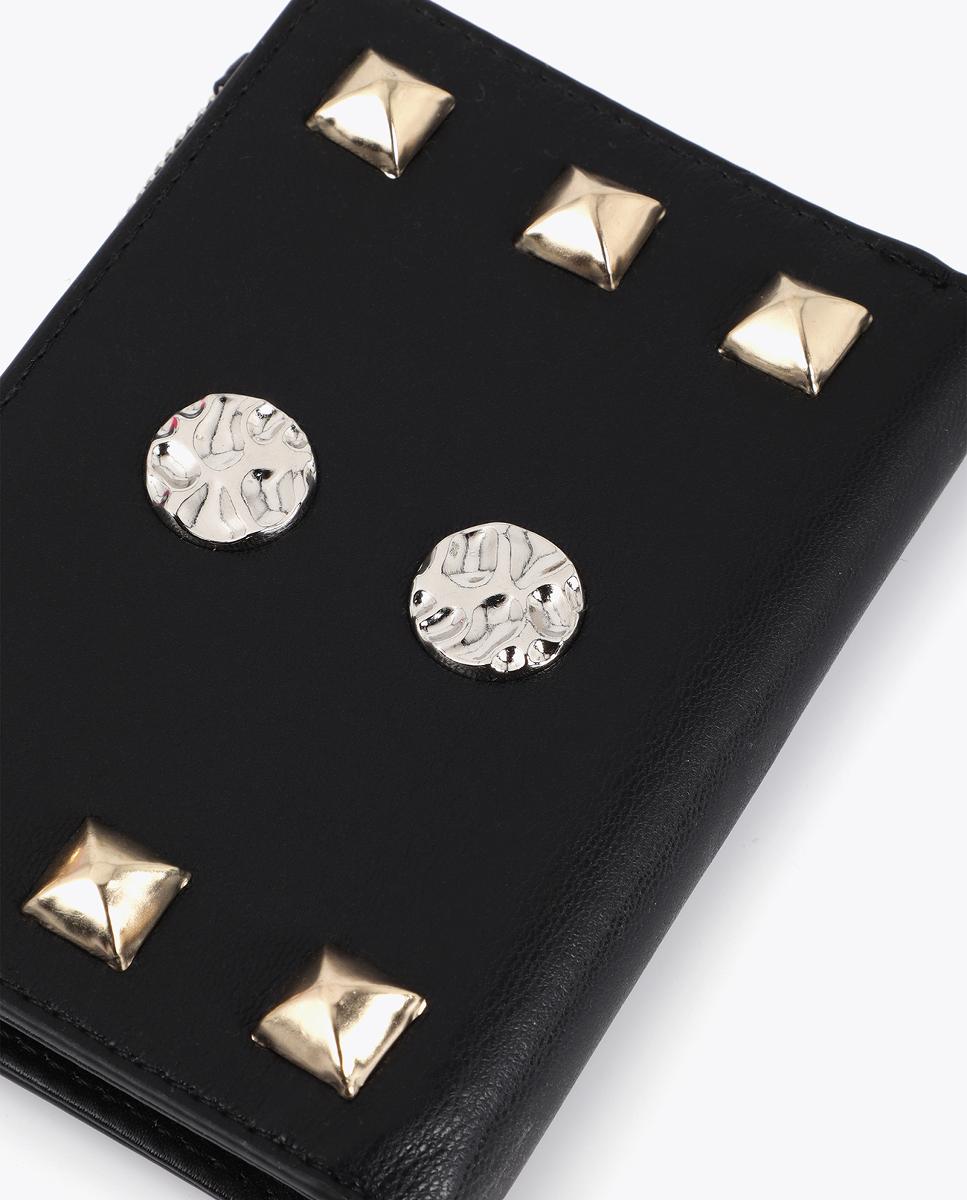 Porta-Moedas com Tachas - Dourado/Prateado Preto-4