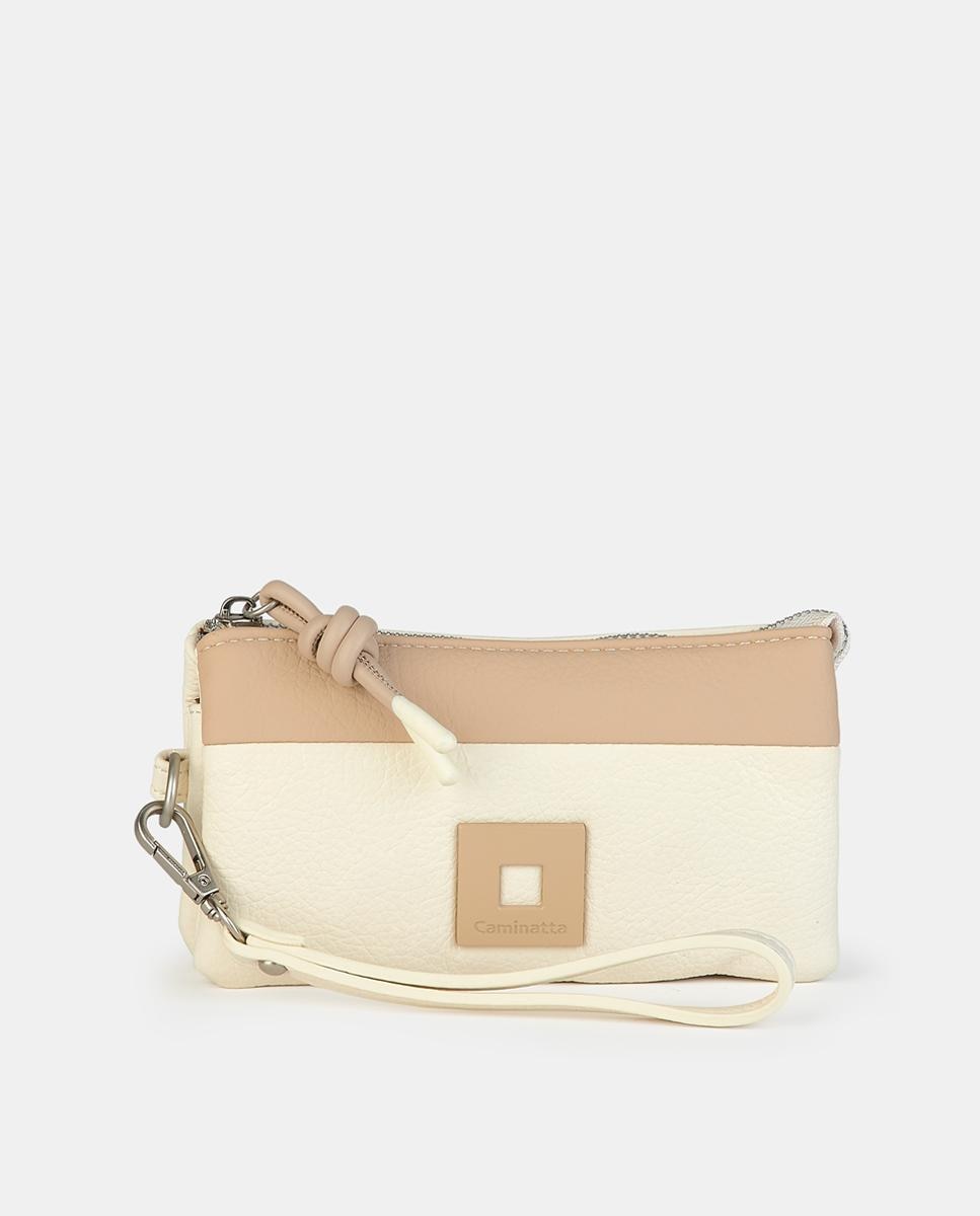 Mala Pouch com Fecho de Correr Bege-1