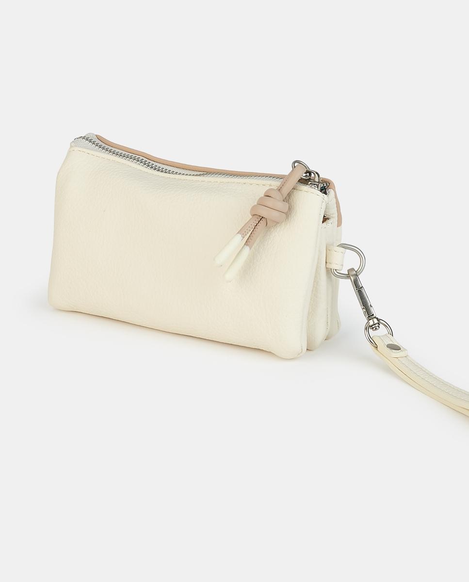 Mala Pouch com Fecho de Correr Bege-2