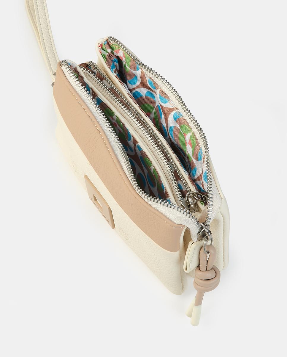 Mala Pouch com Fecho de Correr Bege-3