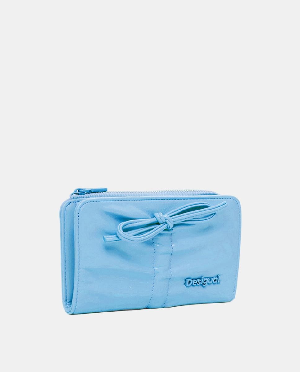 Porta-Moedas Pequeno com Laço Brilhante Azul-2
