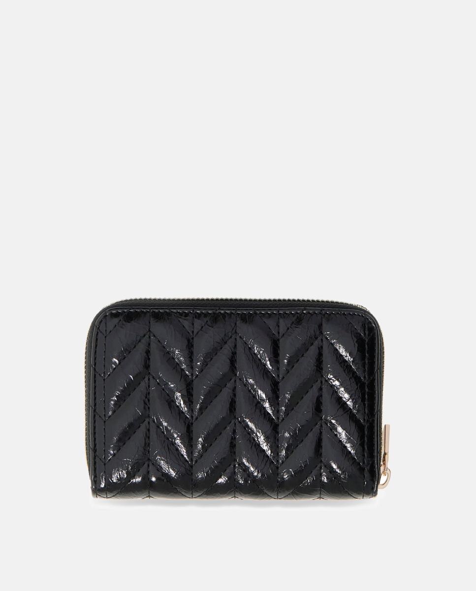 Porta-Moedas Cheryl Acolchoado Médio com Fecho de Correr Preto-2