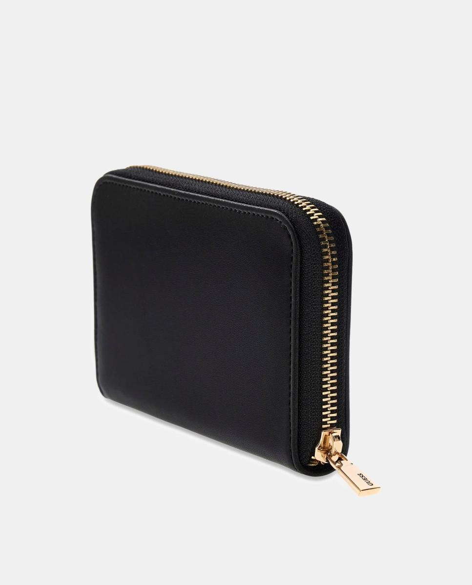 Porta-Moedas Janie Liso Médio com Fecho de Correr Preto-4