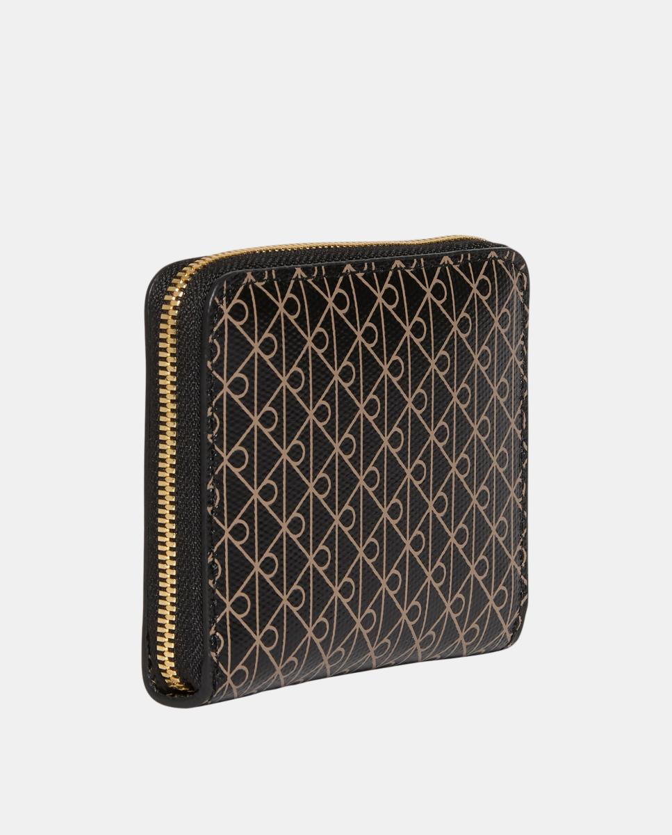 Carteira Porta-Moedas com Estampado de Monograma Emblem Preto-3