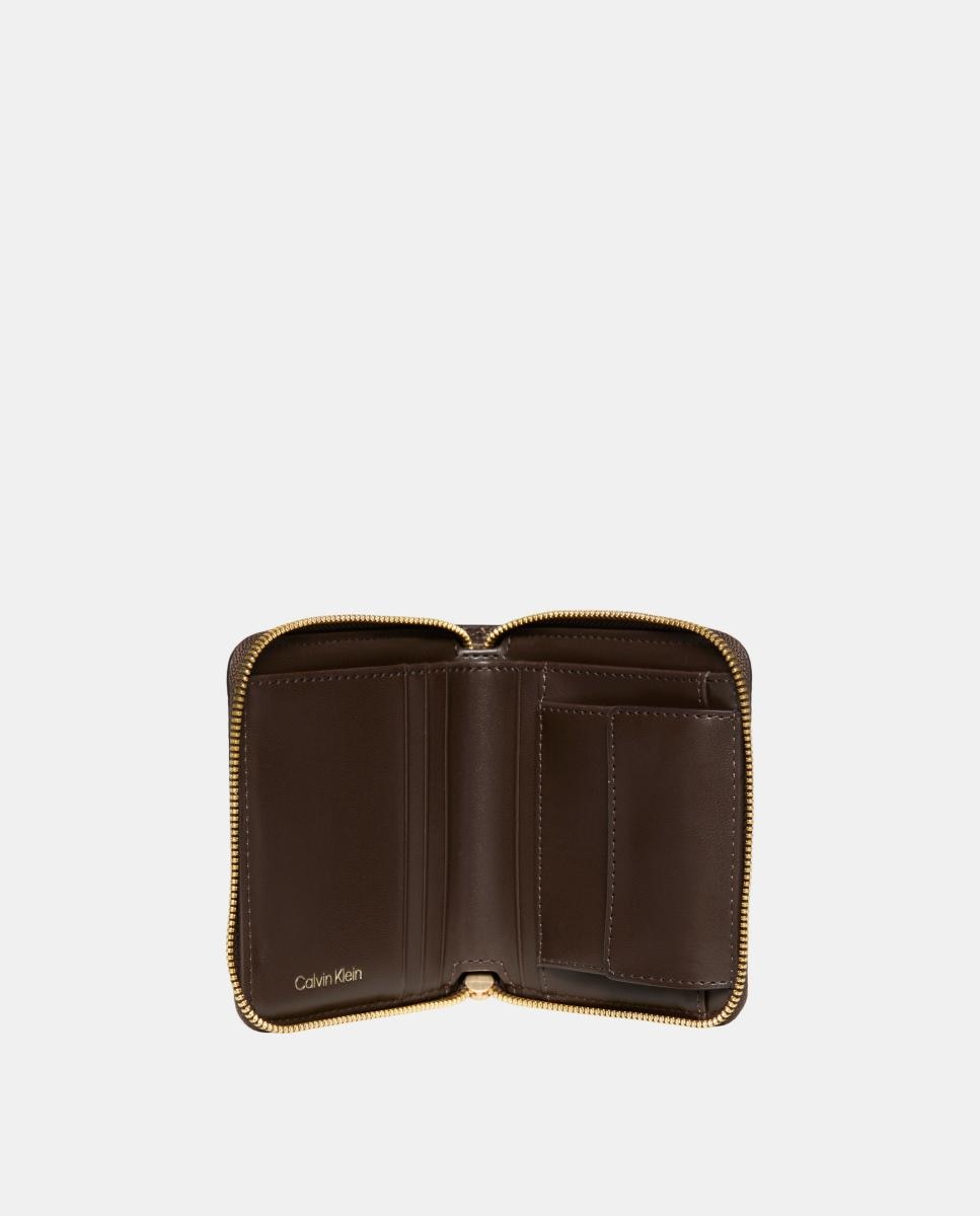 Porta-Moedas Pequeno com Estampado de Monograma Castanho-2