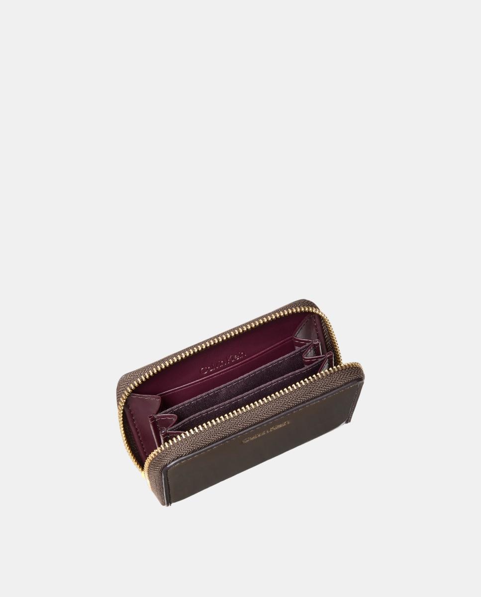 Carteira Porta-Moedas com Logótipo Dourado Castanho-2