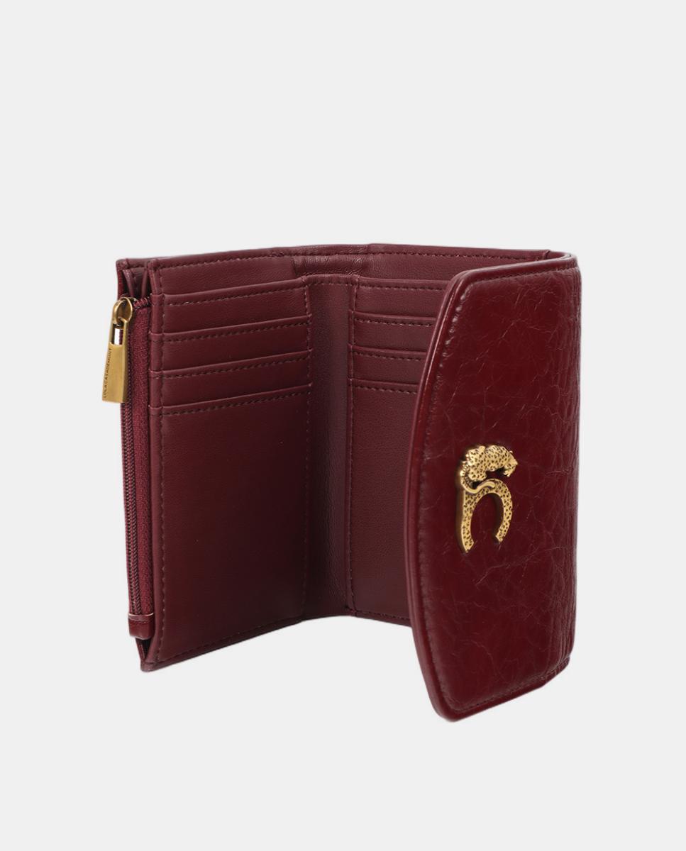 Porta-Moedas com Efeito de Pele Enrugada Bordeaux-4