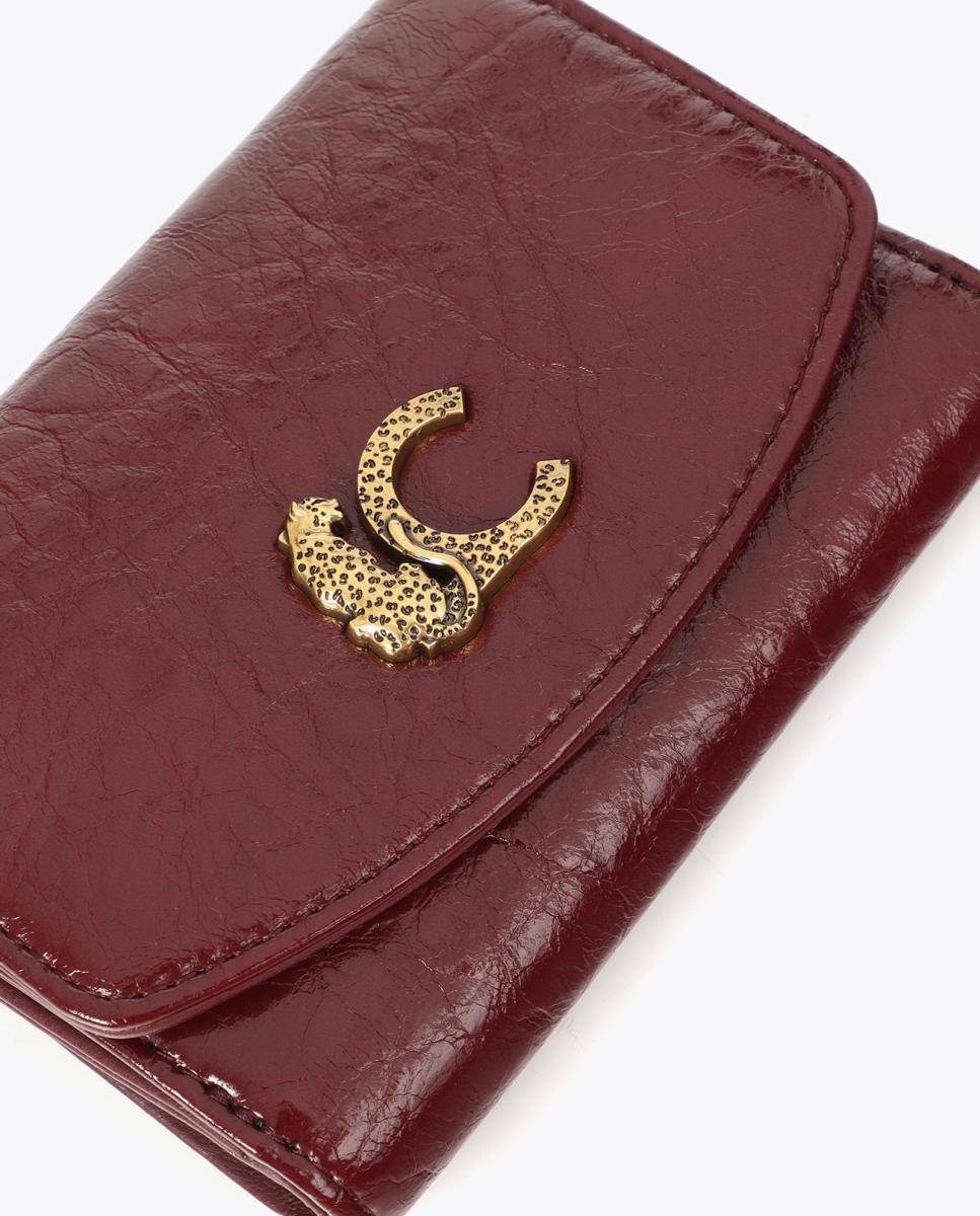 Porta-Moedas com Efeito de Pele Enrugada Bordeaux-5